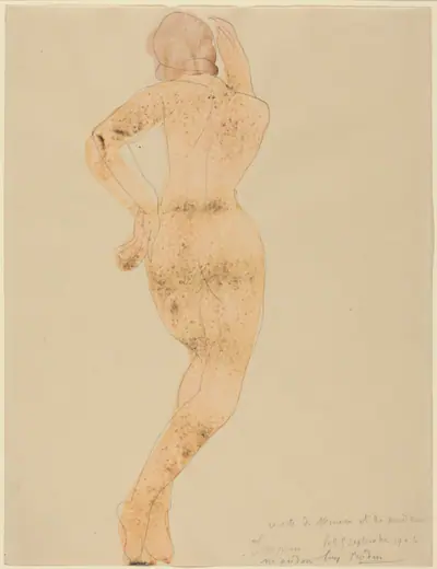 Rear View of Female Figure in Action