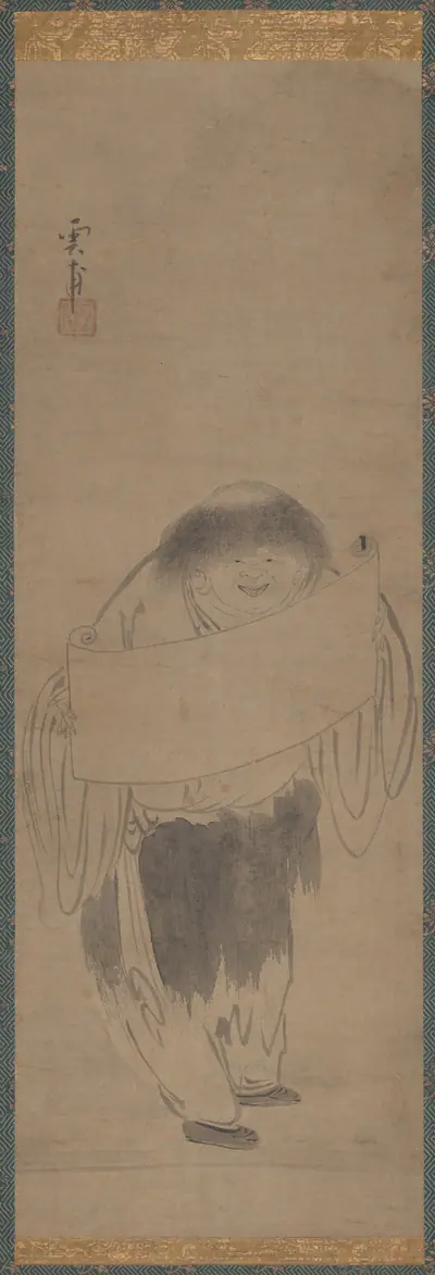 Kanzan Holding a Scroll
