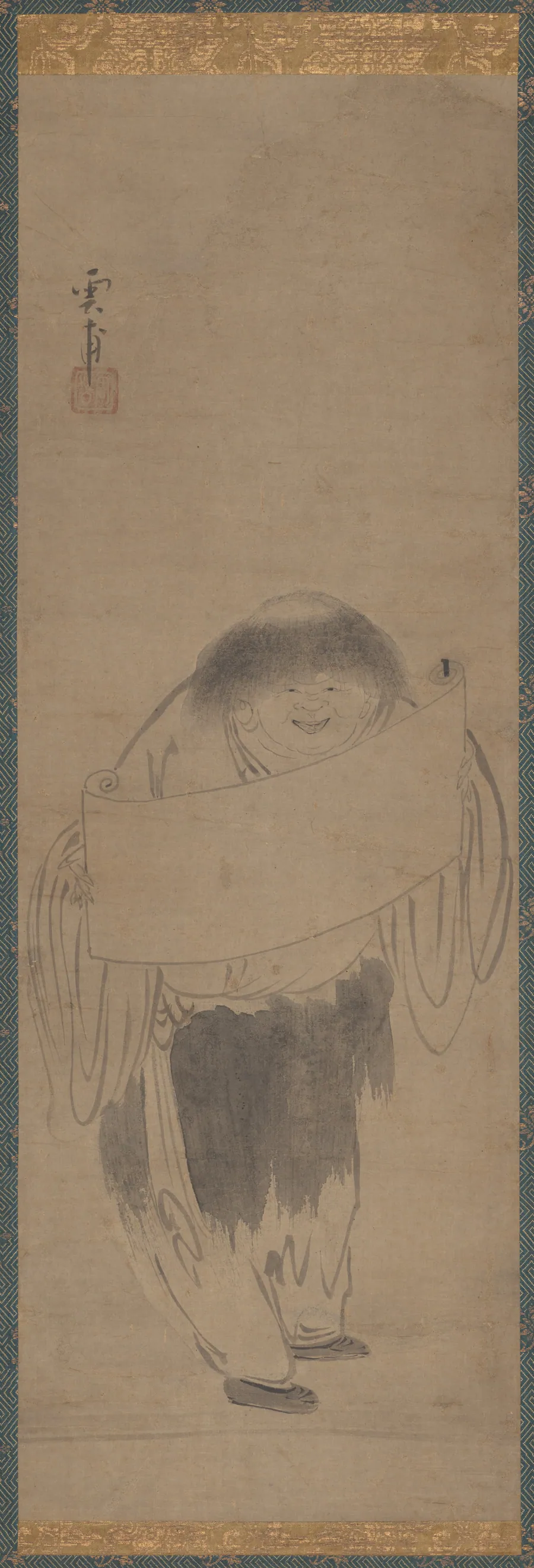 Kanzan Holding a Scroll by Unpo Shūkū