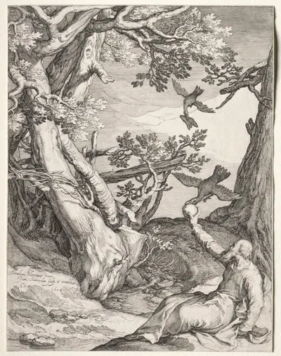 Elijah in the Wilderness Fed by Ravens