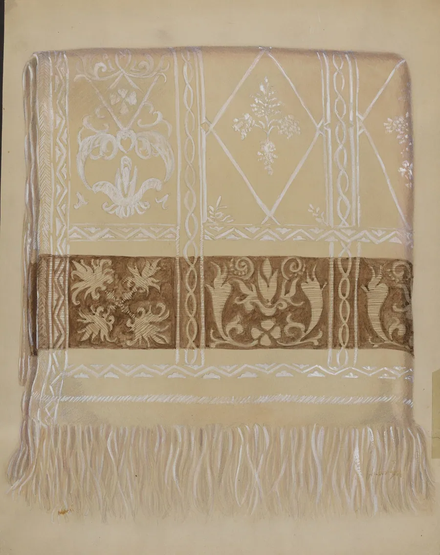 Linen Towel - Brown Border by Eva Wilson
