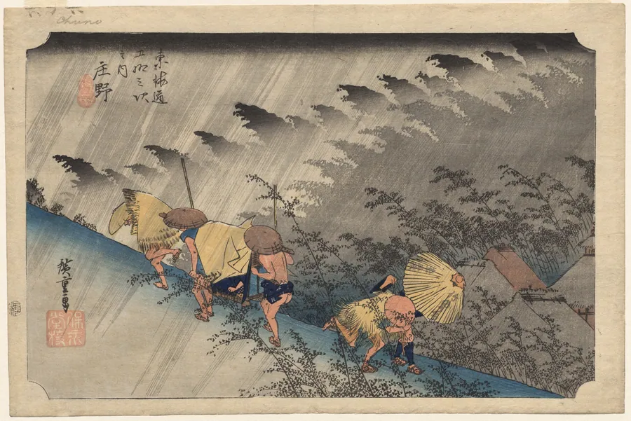 Driving Rain at Shōno, from Fifty-Three Stations of the Tokaidō by Utagawa Hiroshige