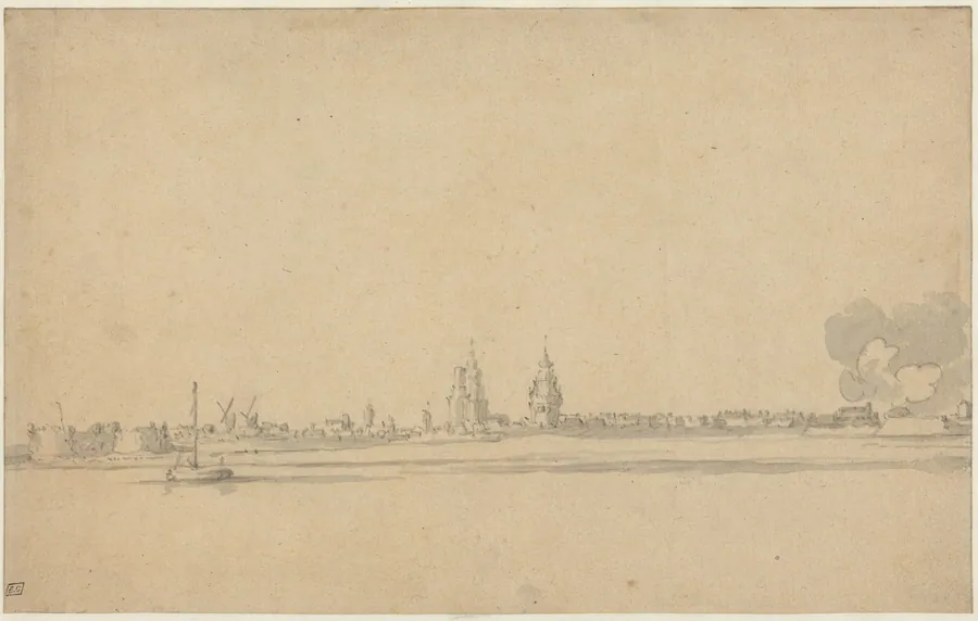View of a Dutch Town (Delft?) by Willem van de Velde the Younger