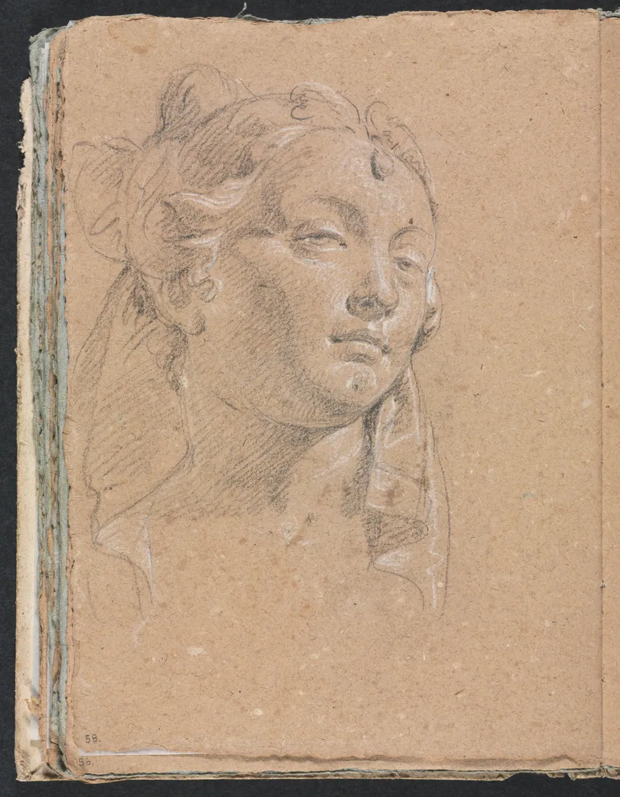 Verona Sketchbook: Head of a woman (page 58) by Francesco Lorenzi