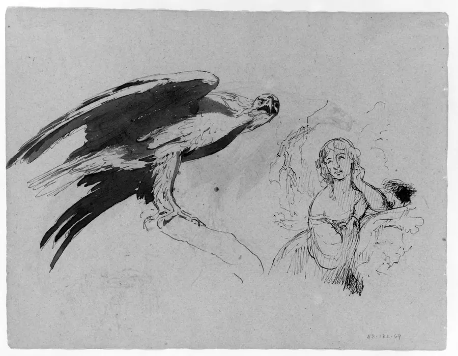 Eagle and Lady (from Sketchbook) by Thomas Sully