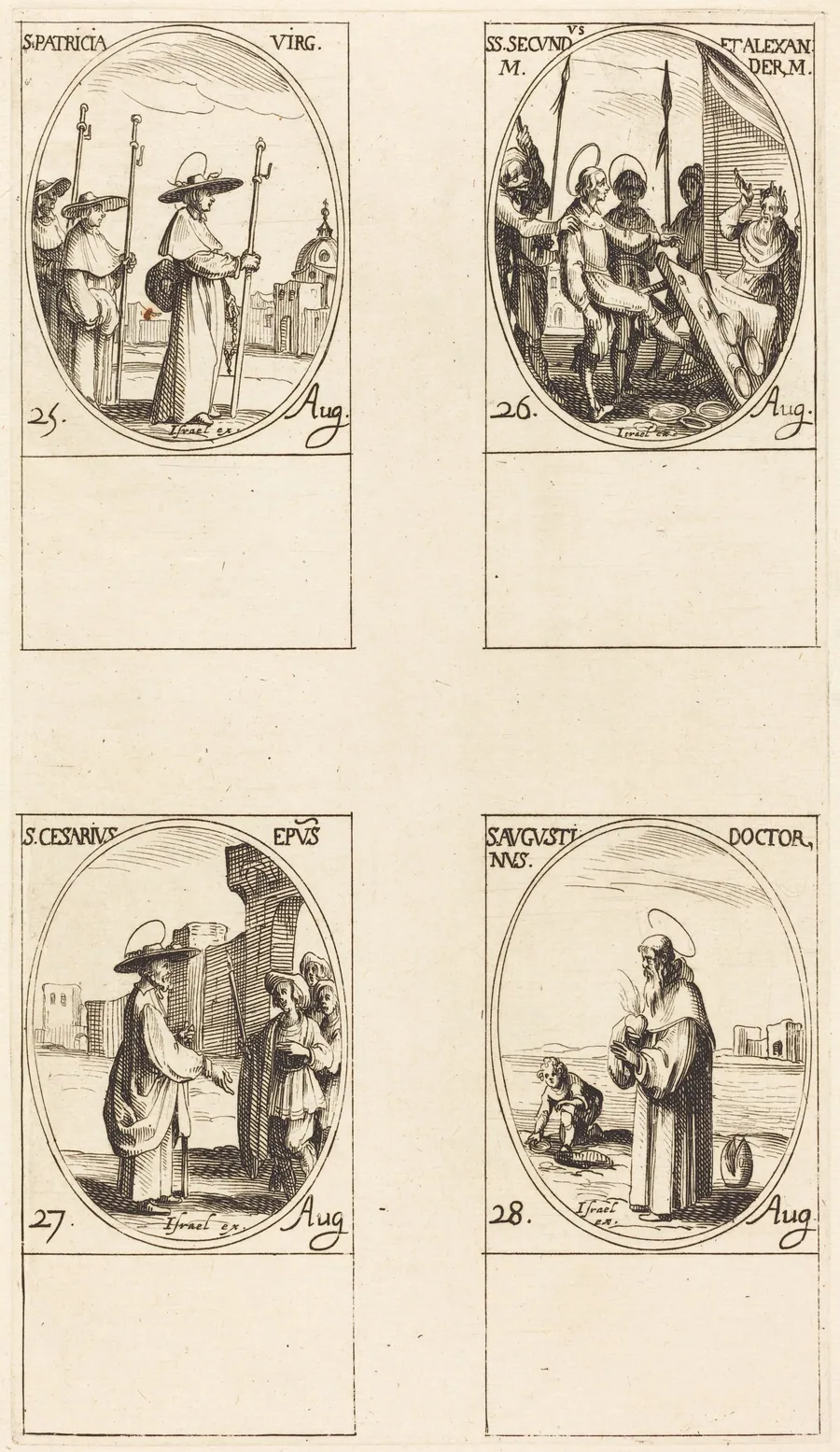 St. Patricia; Sts. Secundus and Alexander; St. Cesarius; St. Augustine by Jacques Callot