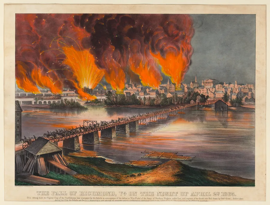 The Fall of Richmond, Virginia, on the Night of April 2nd, 1865 by Currier & Ives