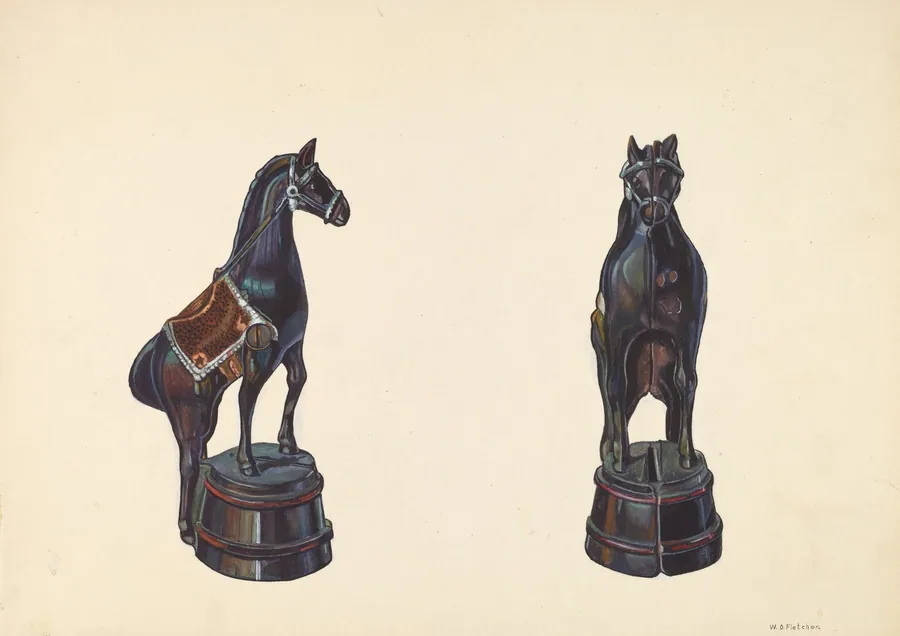 Horse on Barrel Bank by William O. Fletcher