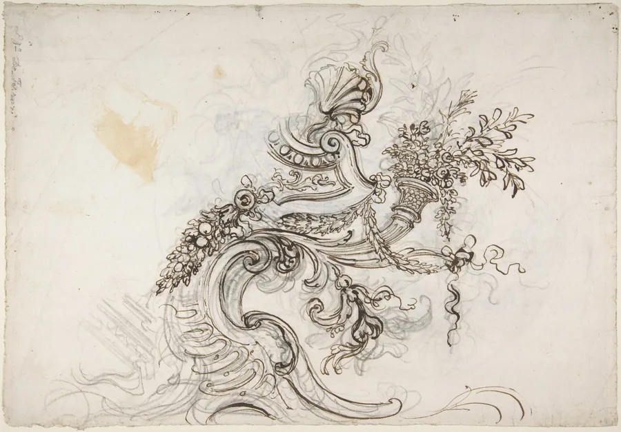 Design for a Ceiling Decoration (recto); Daphne Pursued by Apollo (verso) by Lorenzo de' Ferrari