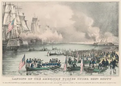 Landing of the American Forces under Genl. Scott: At Vera Cruz March 9th 1847