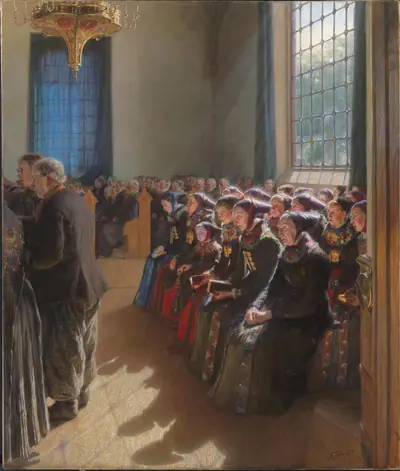 Under gudstjenesten i en kirke på Amager