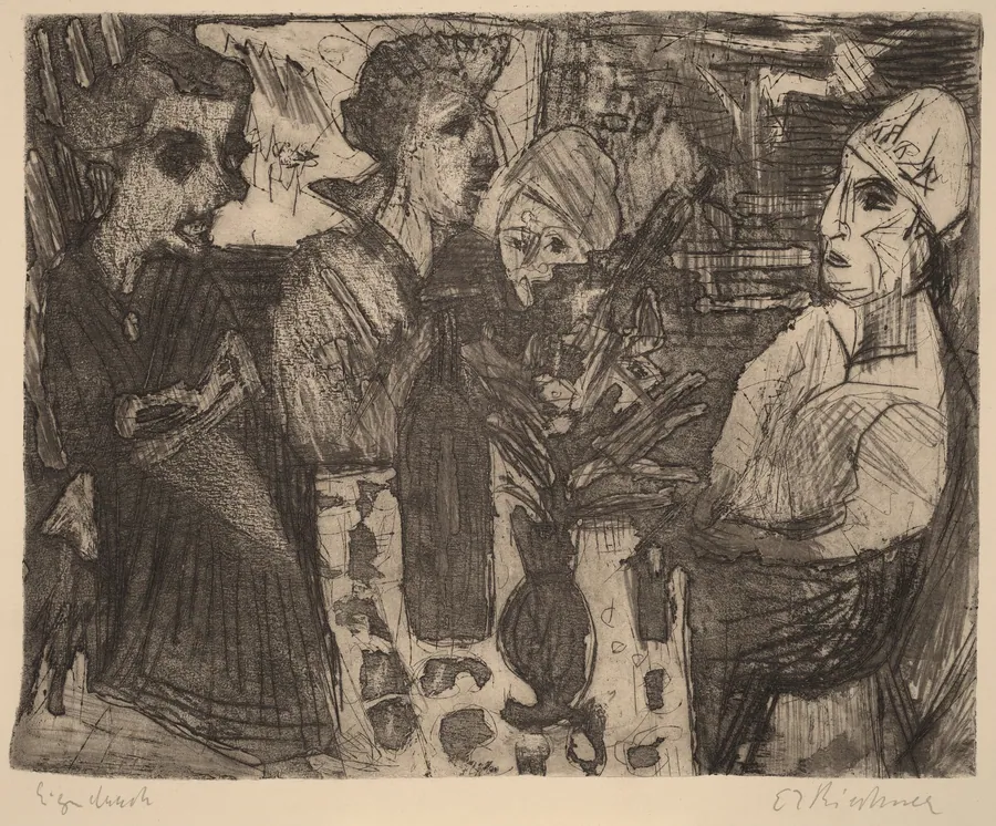 Women at a Table in a Room by Ernst Ludwig Kirchner