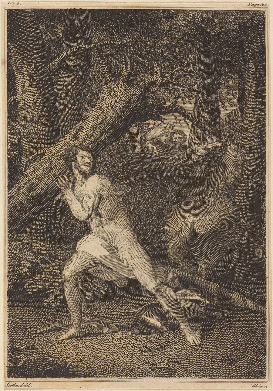 Orlando in a Fury Tearing up Trees by William Blake