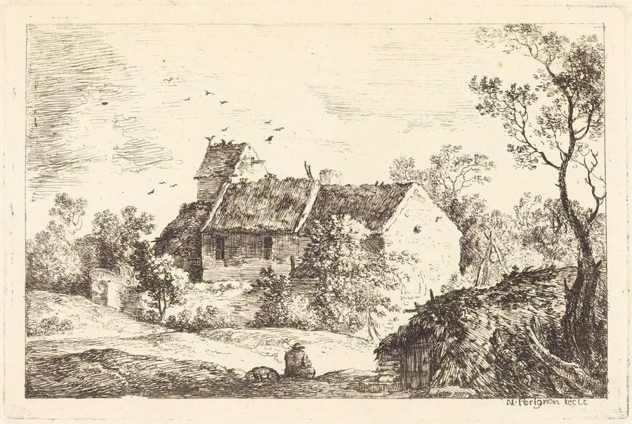 House with a Dovecote in a Rolling Landscape by Nicolas Pérignon