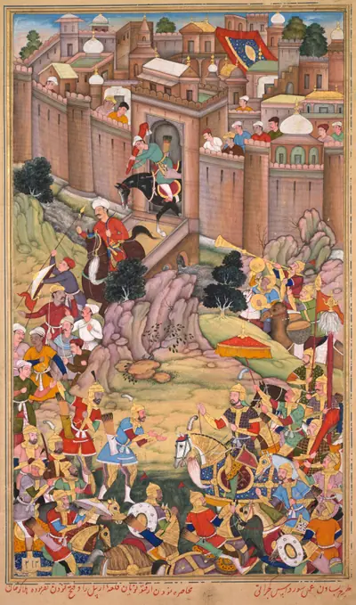 The siege of Arbela in the era of Hulagu Khan, from a Chingiz-nama (Book of Chingiz Khan) of the Jami al-tavarikh (Compendium of Chronicles) of Rashid al-Din (Persian, 1247–1318)