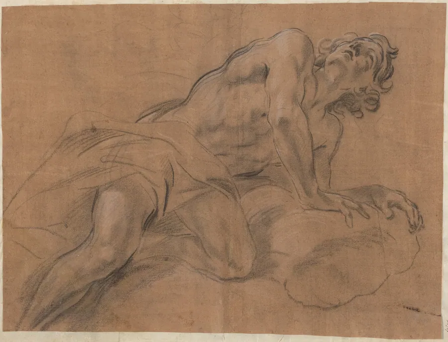 Nude Youth Leaning on a Cloud and Gazing Upward by Giovanni Battista Beinaschi