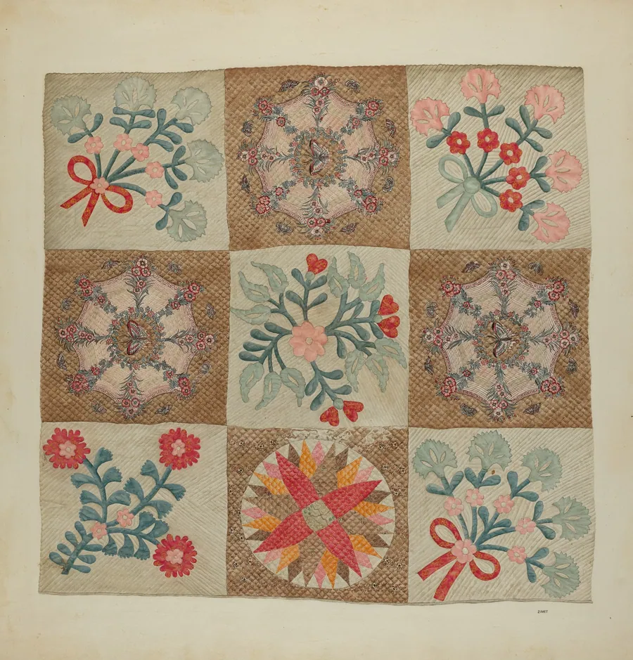 Applique and Patchwork Quilt by A. Zimet
