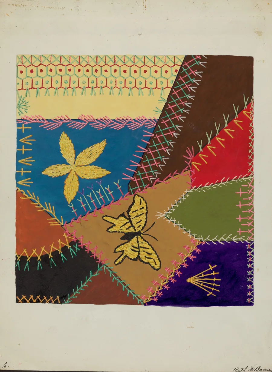 Crazy Quilt (Section) by Ruth M. Barnes