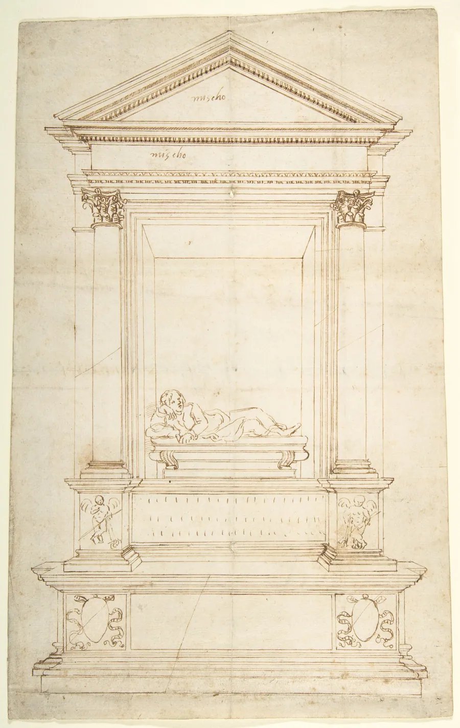 Design for a Wall Tomb. by Anonymous, Central-Italian, 16th century