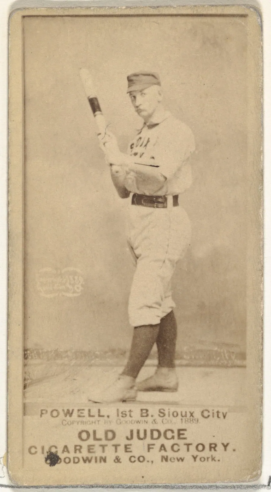 James Edwin "Jim" Powell, Manager and 1st Base, Sioux City Corn Huskers, from the Old Judge series (N172) for Old Judge Cigarettes by Goodwin & Company
