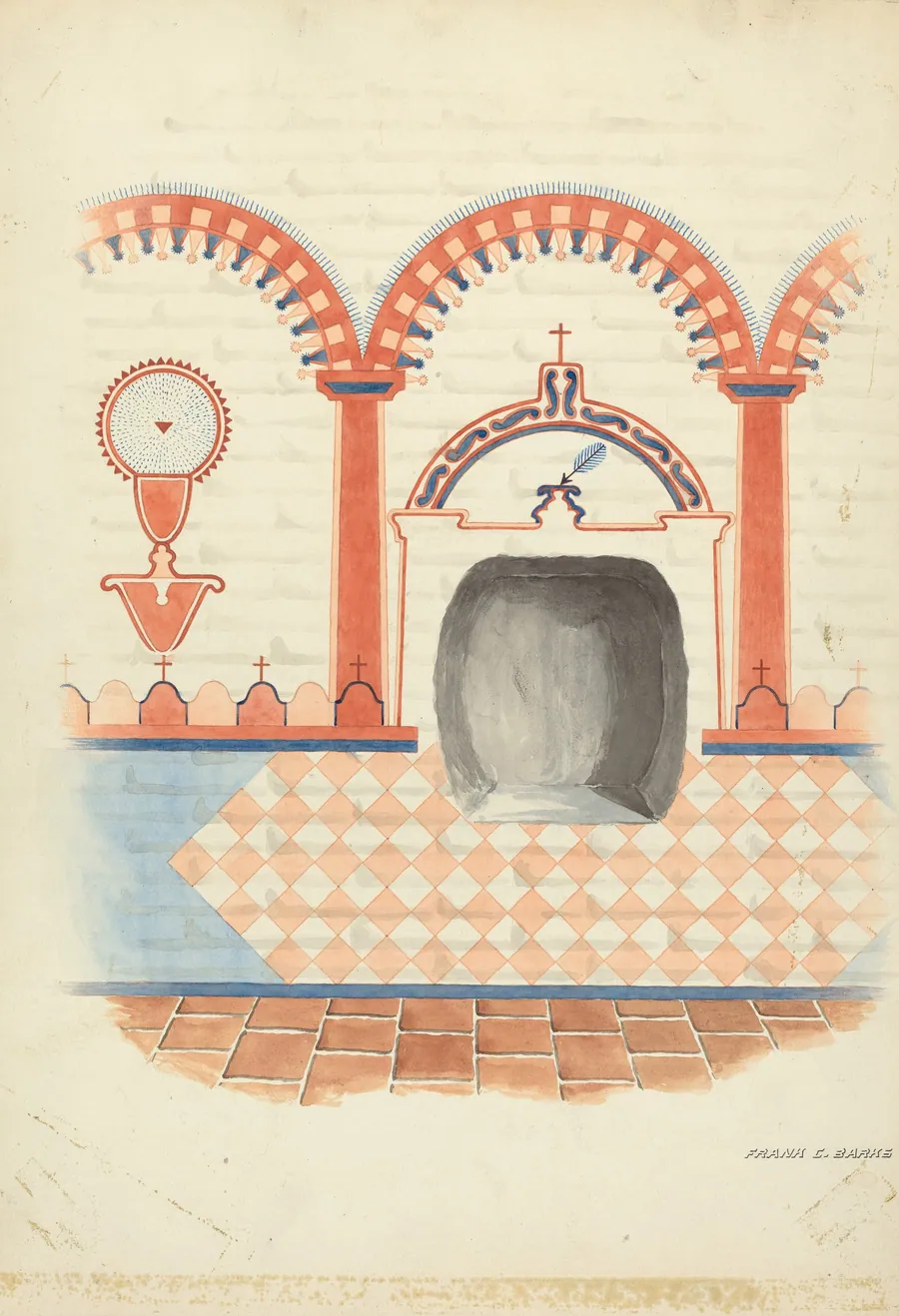 Wall Painting and Baptismal Niche by Frank C. Barks