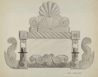 Tin Mirror Frame with 2 Candle Sockets