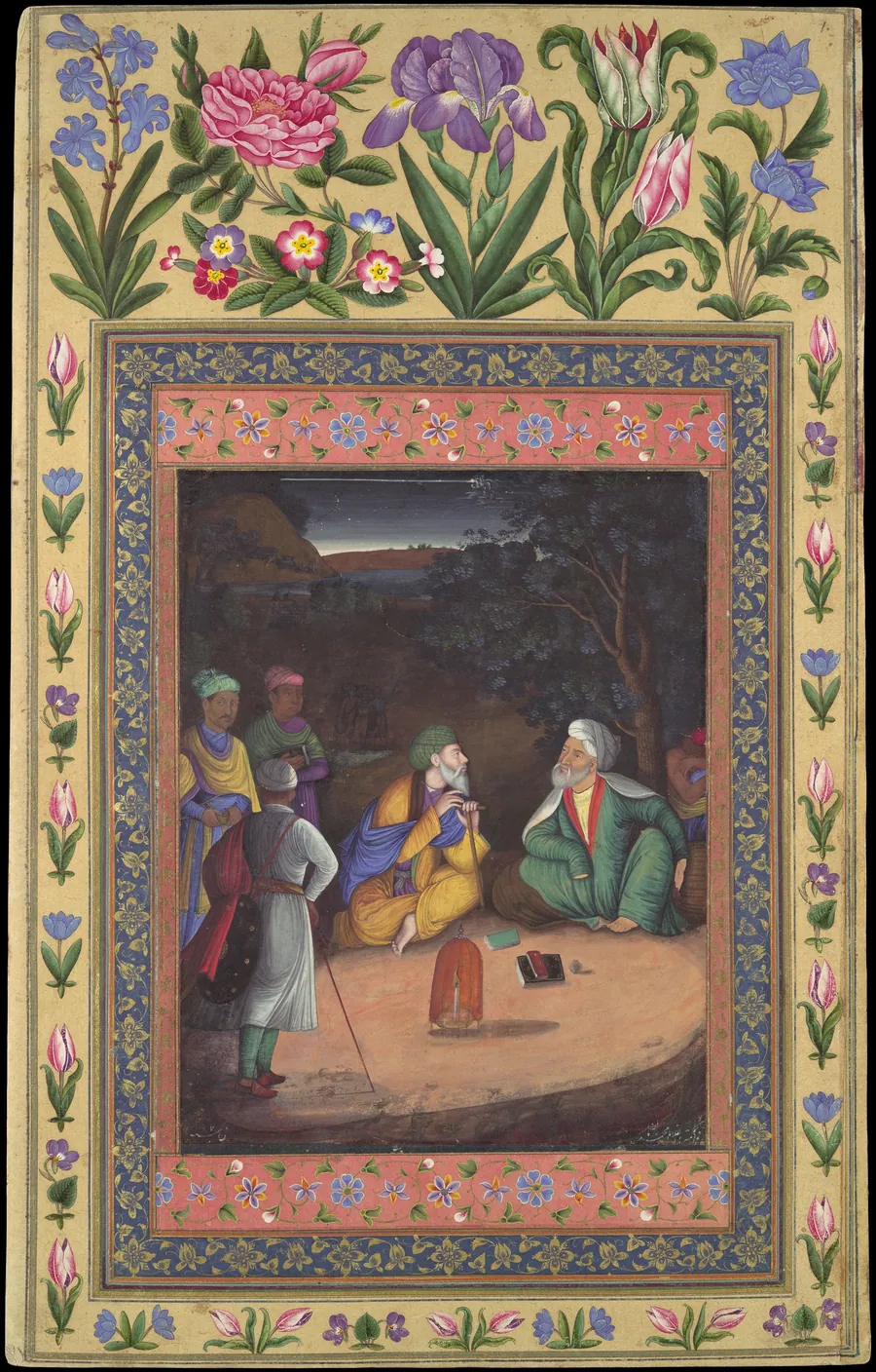 "A Night-time Gathering", Folio from the Davis Album by Muhammad Zaman