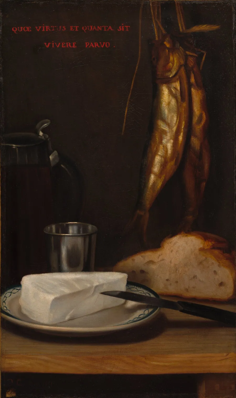 Still Life with Herring, Bread, and Cheese by Alexandre-Gabriel Decamps