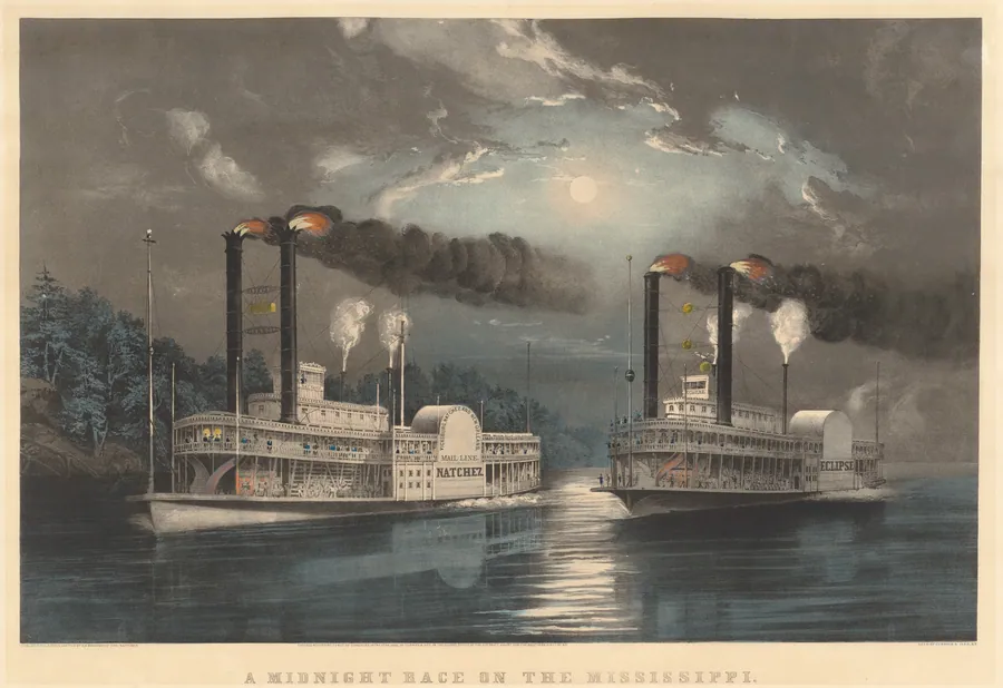 A Midnight Race on the Mississippi by Frances Flora Bond Palmer