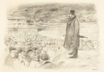 a) Scène de grève (3e planche) (Scene of a Strike) (third plate) (recto); b) Untitled (verso)