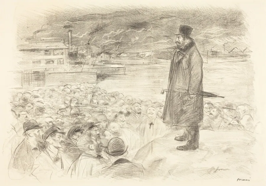 a) Scène de grève (3e planche) (Scene of a Strike) (third plate) (recto); b) Untitled (verso) by Jean-Louis Forain
