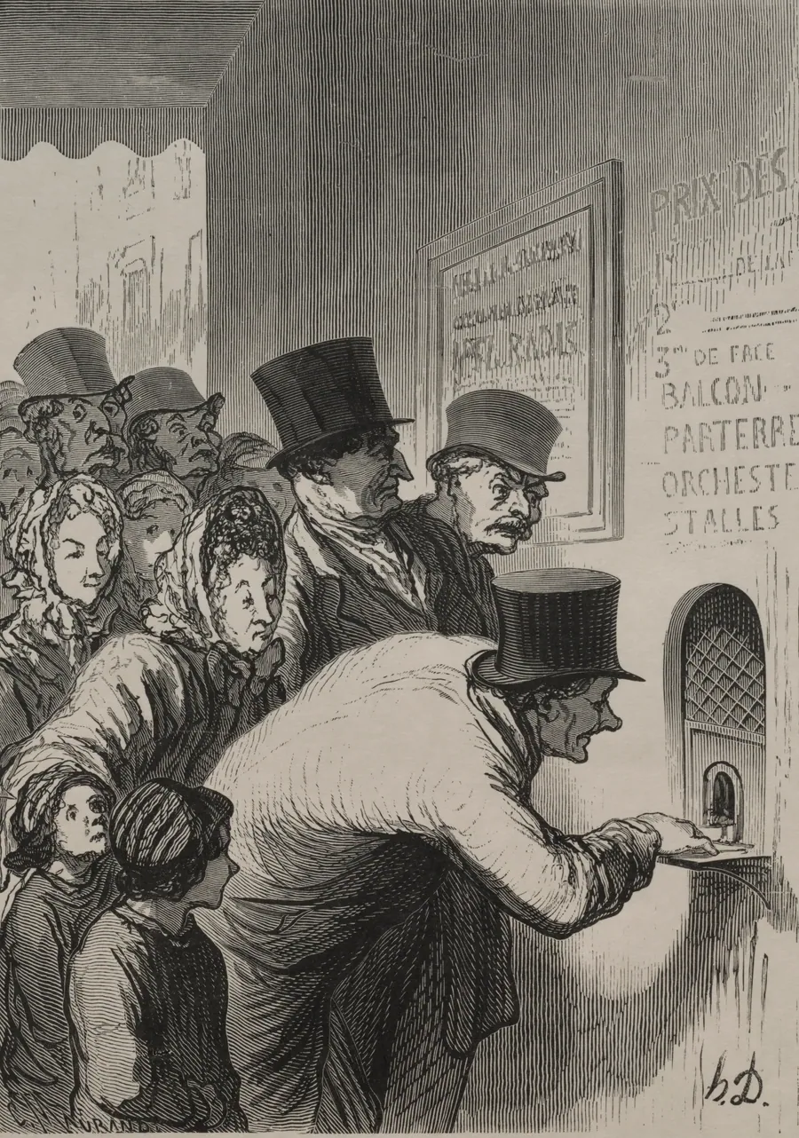 The Box Office at the Theater by Honoré Daumier