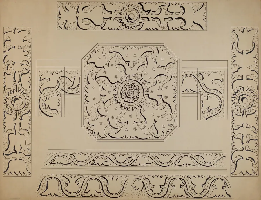 Connecticut-type Hadley Chest-Detail of Central Panel by Martin Partyka