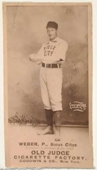 Peter W. Webber, Pitcher, Sioux City Corn Huskers, from the Old Judge series (N172) for Old Judge Cigarettes