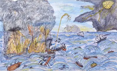 Burning of the Steamship Austria