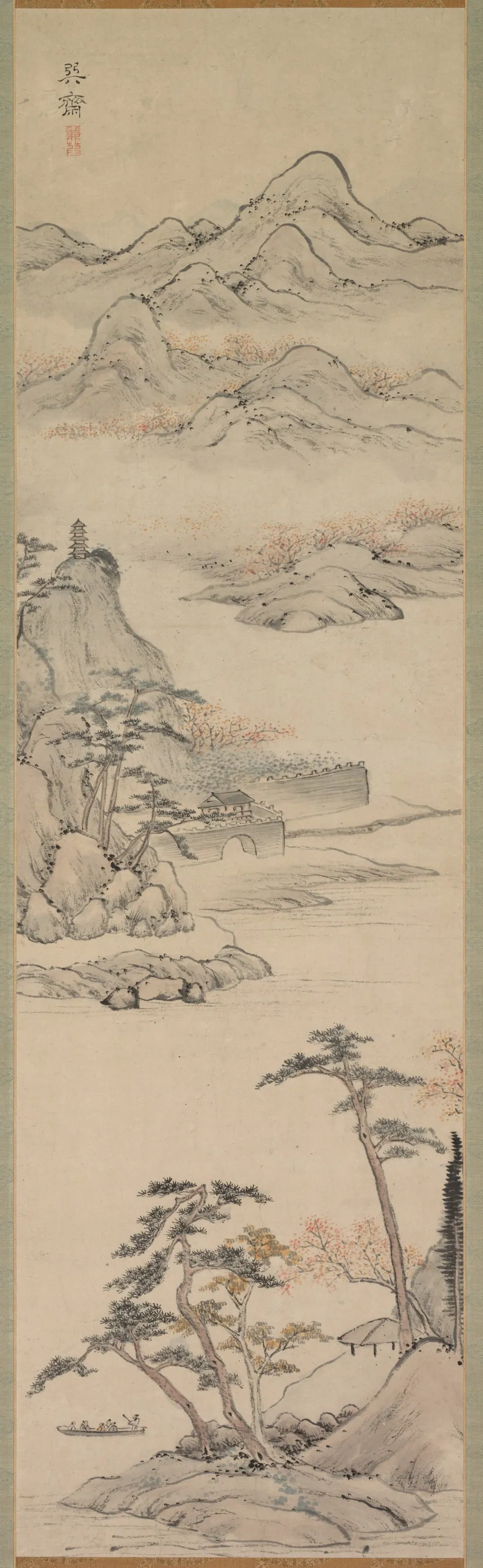 Landscape with Boaters by Kimura Kenkadō