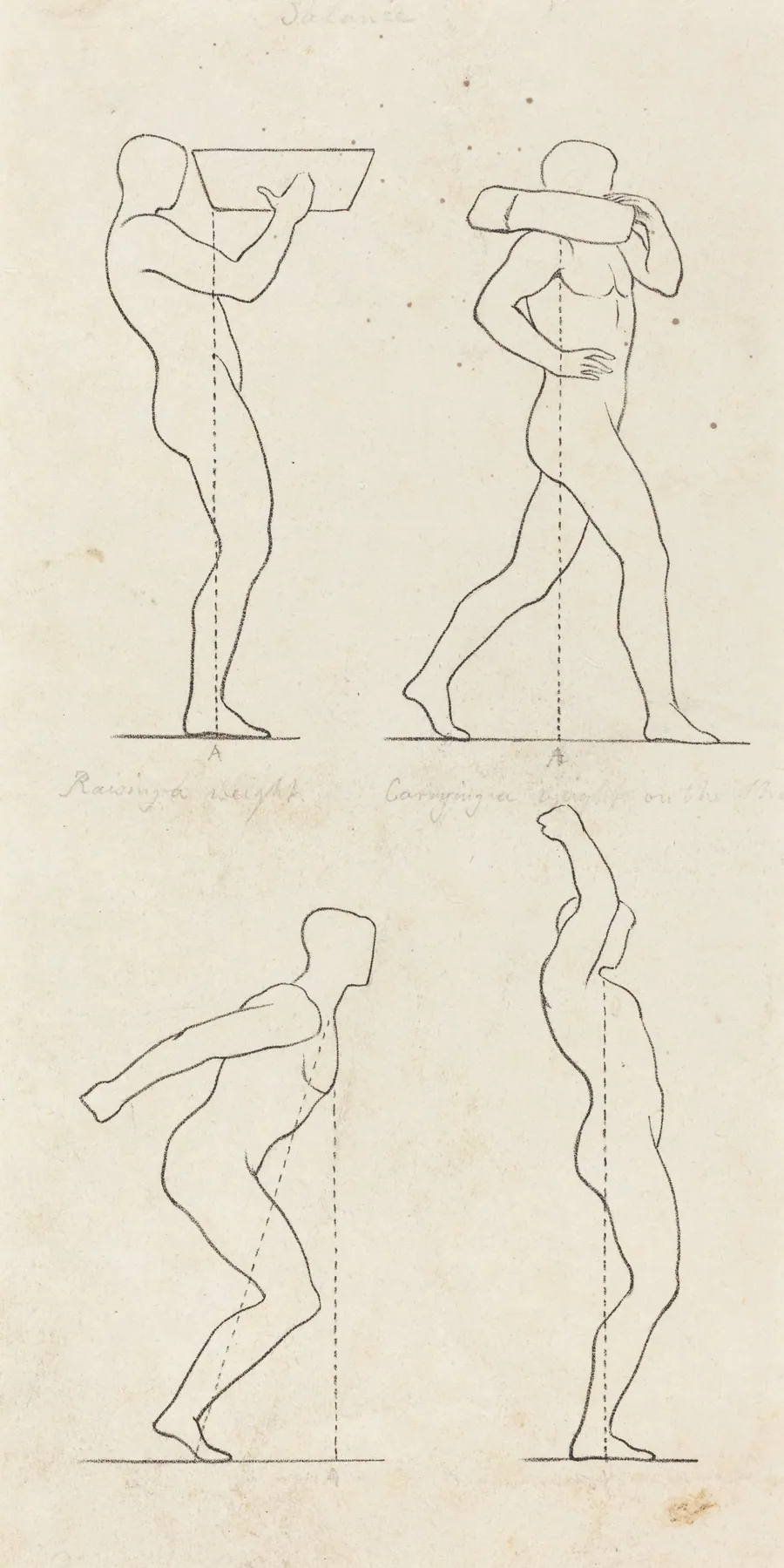 Bearing a Weight; Preparing to Jump, and Alighting by George Scharf