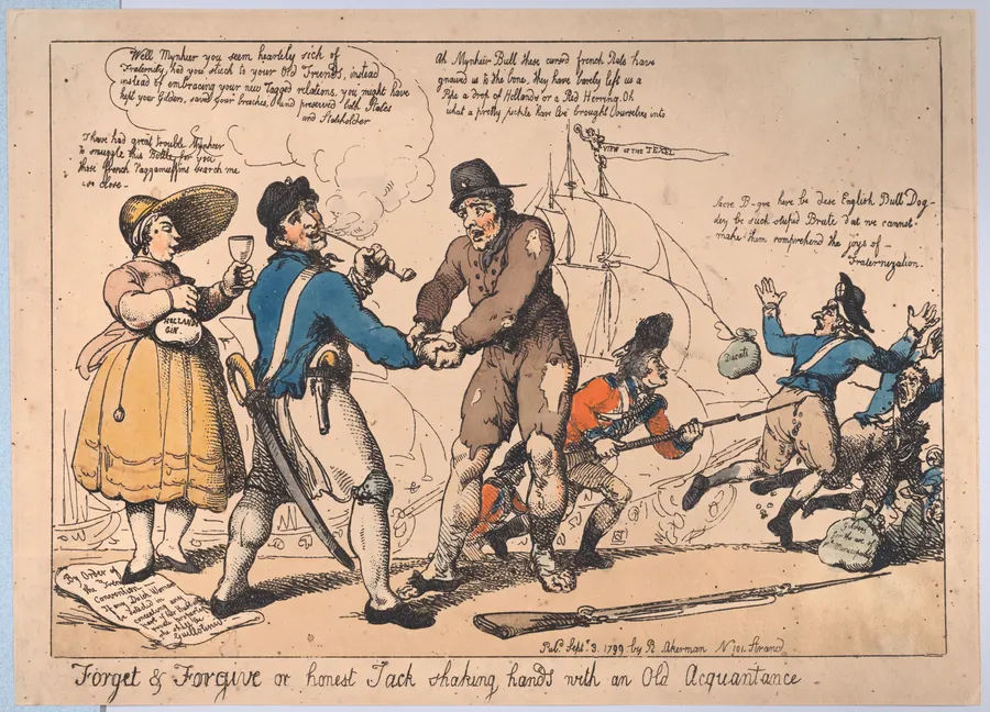 Forget & Forgive, or Honest Jack Shaking Hands with and Old Acquaintance by Rudolph Ackermann, London