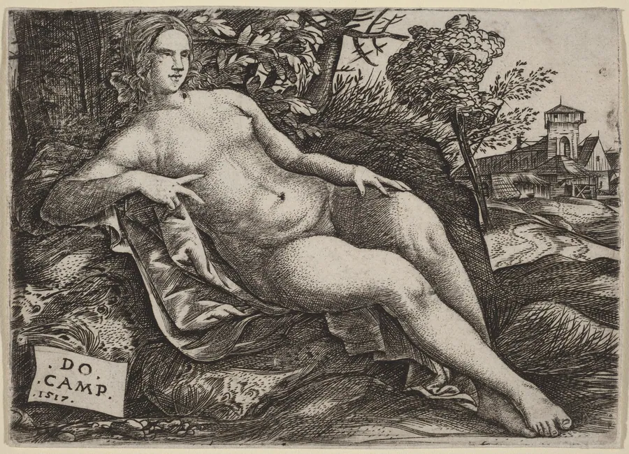 Venus Reclining in a Landscape by Domenico Campagnola