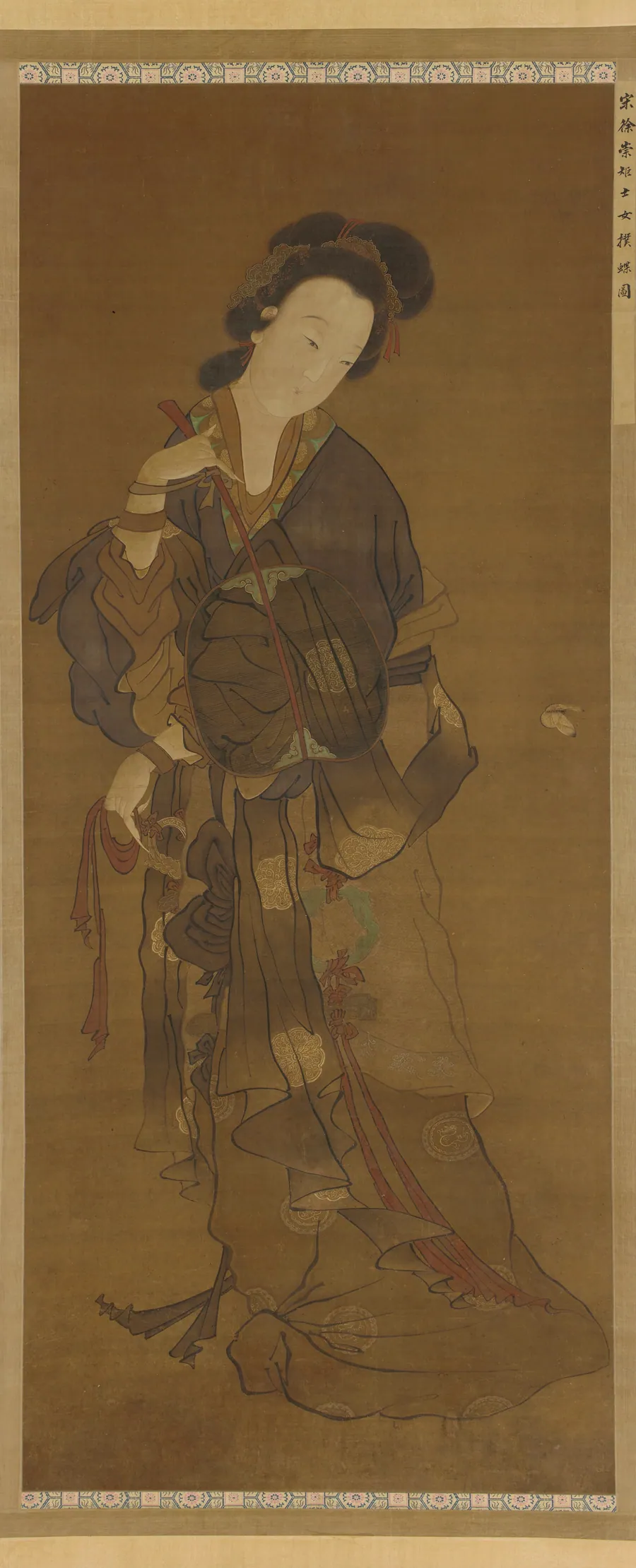 A Woman and a butterfly by Traditionally attributed to Xu Chongju (11th century)