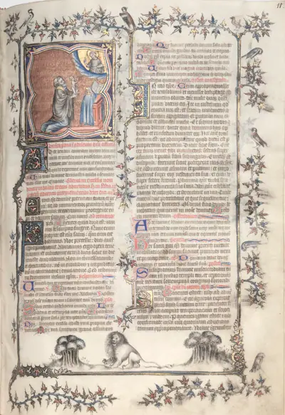 The Gotha Missal: Fol. 11r, Offering of the Souls; Bas-de-Page, Lions