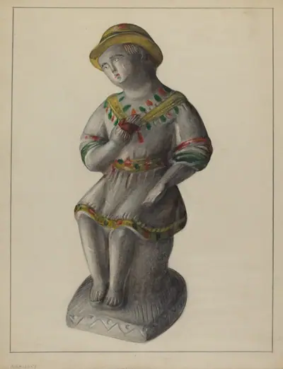 Pa. German Chalkware Shepherd Boy