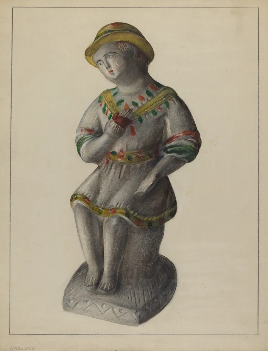 Pa. German Chalkware Shepherd Boy by Mina Lowry