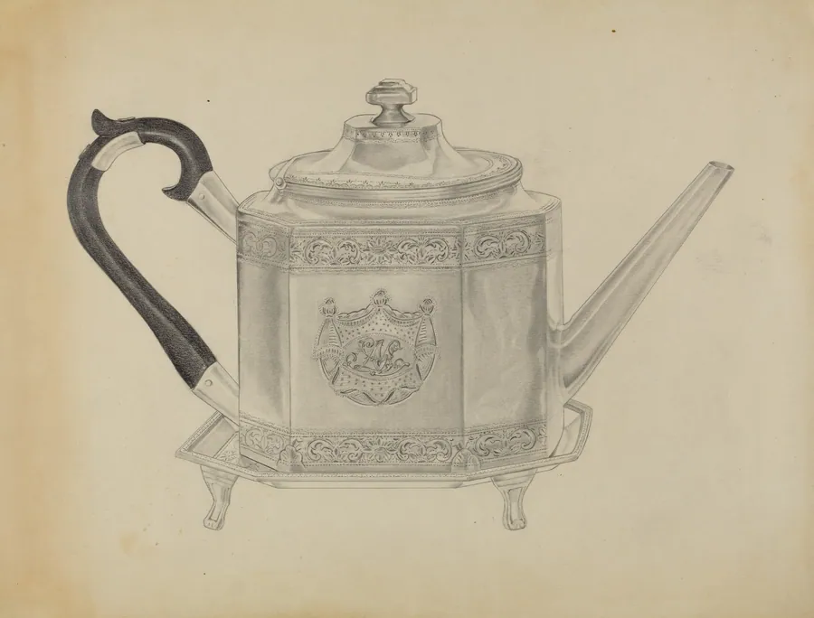 Silver Teapot and Tray by Isidore Steinberg