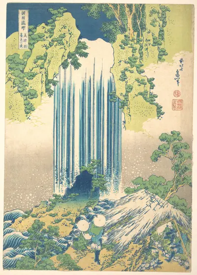 諸國瀧廻リ 美濃ノ国養老の滝|Yōrō Waterfall in Mino Province (Mino no Yōrō no taki), from the series A Tour of Waterfalls in Various Provinces (Shokoku taki meguri)