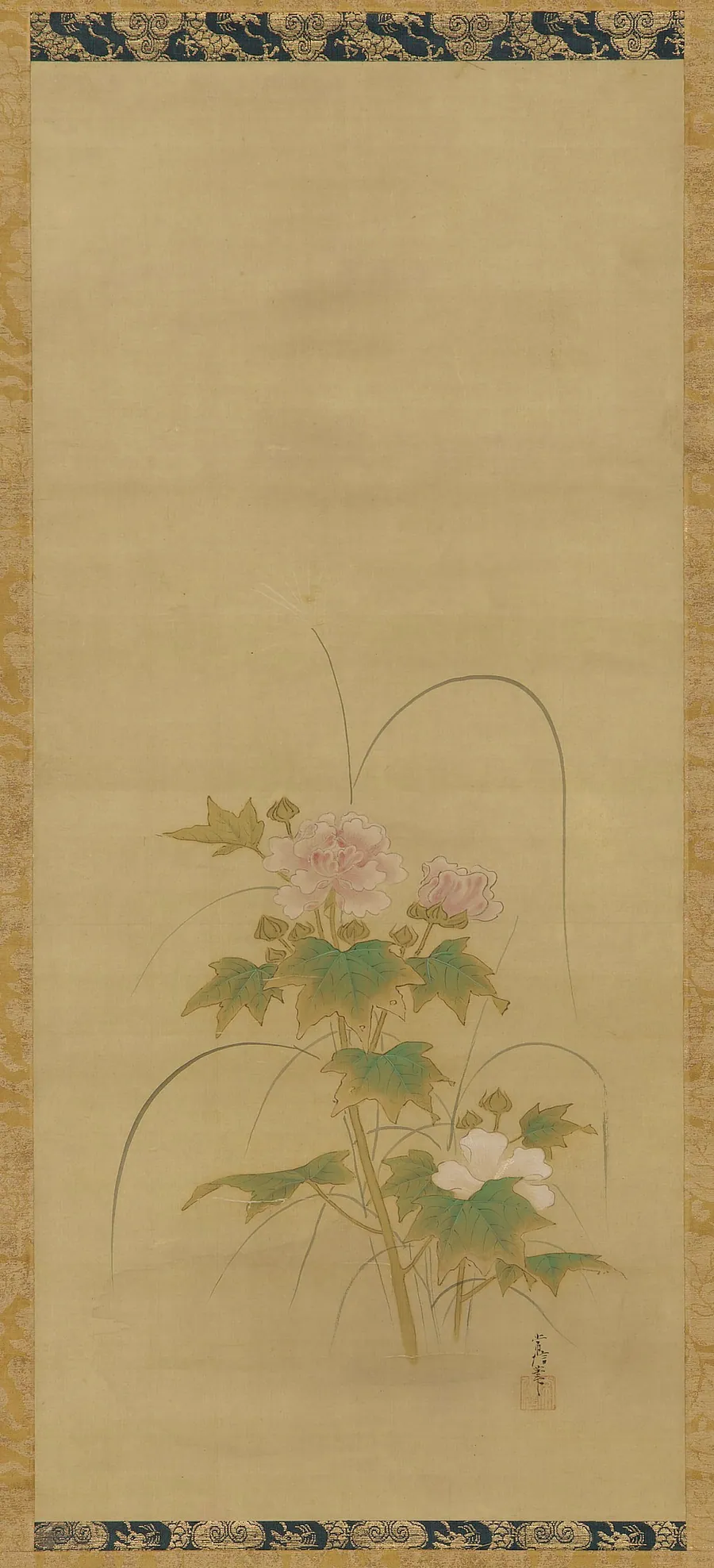 Hibiscus (part of a set, F1904.379-381) by Kano Tsunenobu 狩野常信 (1636-1713)