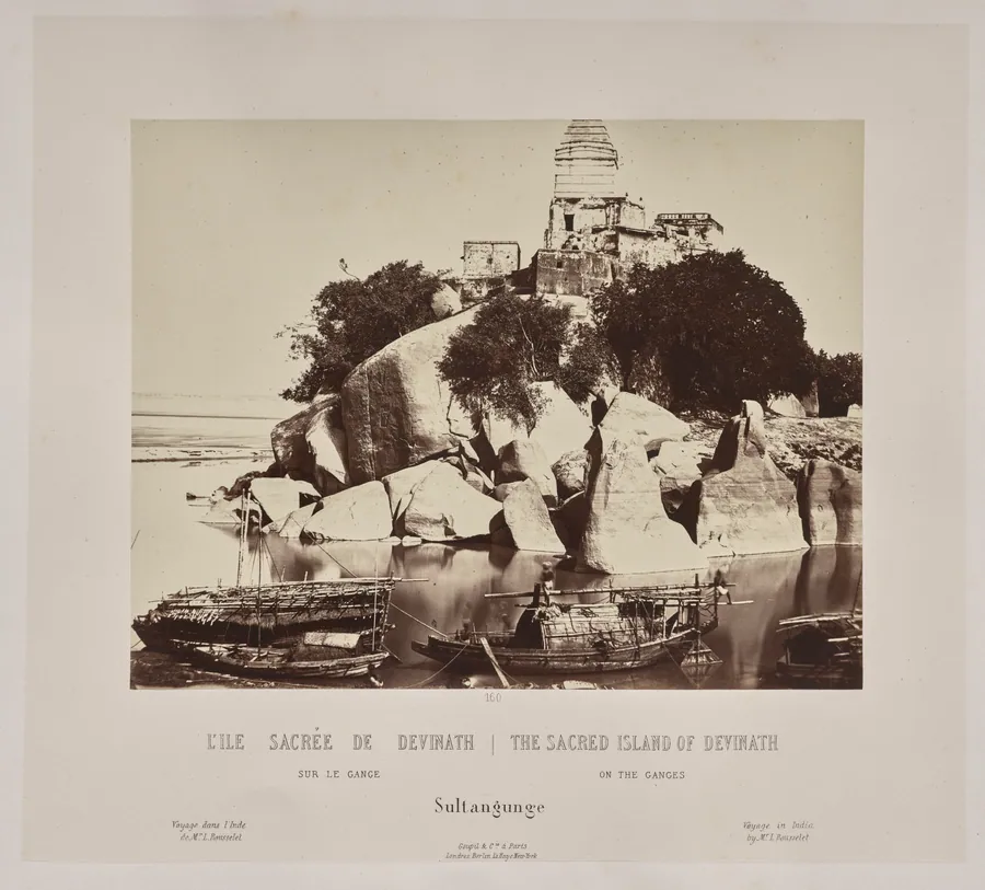 The Sacred Island of Devinath on the Ganges, Sultangunge by Louis-Théophile Marie Rousselet