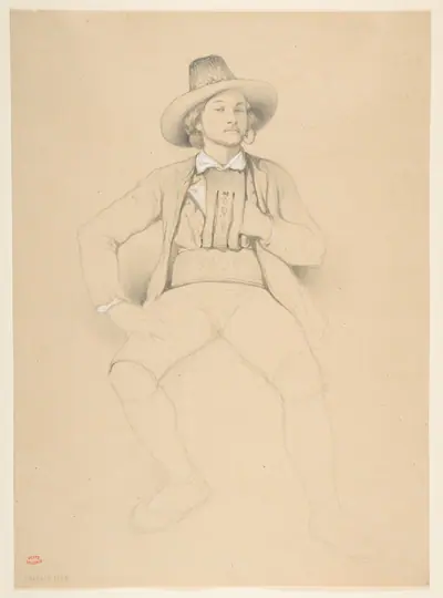 A Man in Tyrolean Costume, Seated, Smoking a Pipe