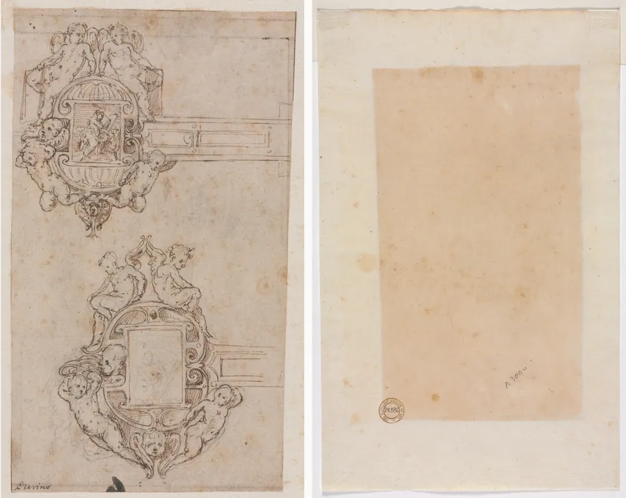 Design for Decorative Hinges (recto) Border Lines (verso) by Luzio Romano