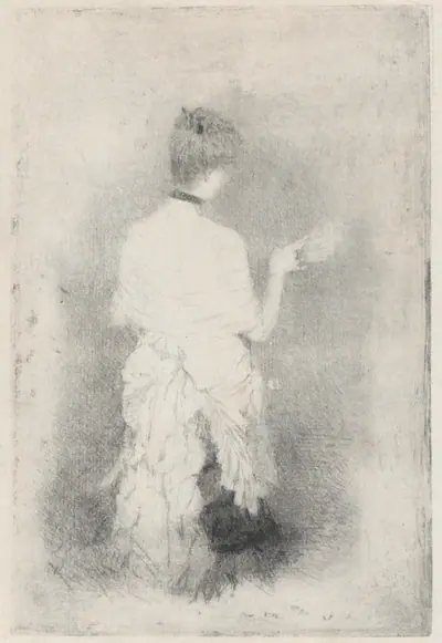 Elegant Young Woman Seen from Behind
